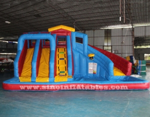 3 lanes splash banzai inflatable pool slide