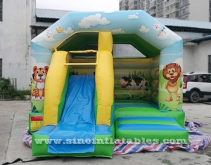 kids forest king inflatable bouncy castle with slide