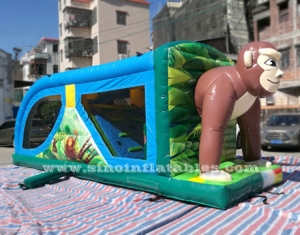 monkey king kids inflatable tunnel bouncy castle with slide