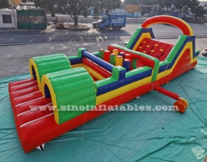 11 meters long kids rainbow inflatable obstacle course